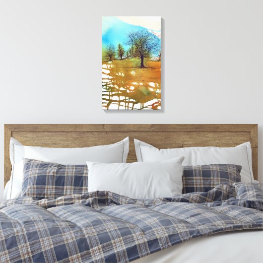 Abstracte Waterverf boomlandschapsink Canvas Afdruk (Insitu (Slaapkamer))