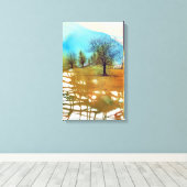 Abstracte Waterverf boomlandschapsink Canvas Afdruk (Insitu (Houten vloer))