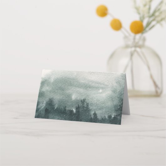 Abstracte Waterverf Boslandschapsescortielijst Plaatskaartje (Voorkant)