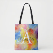 Abstracte Waterverf Bright trillende kleuren monog Tote Bag (Voorkant)