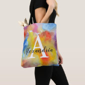 Abstracte Waterverf Bright trillende kleuren monog Tote Bag (Dichtbij)