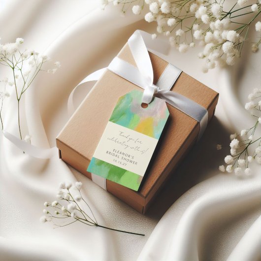 Abstracte Waterverf Bruidsdouche Aangepast Dank Je Cadeaulabel