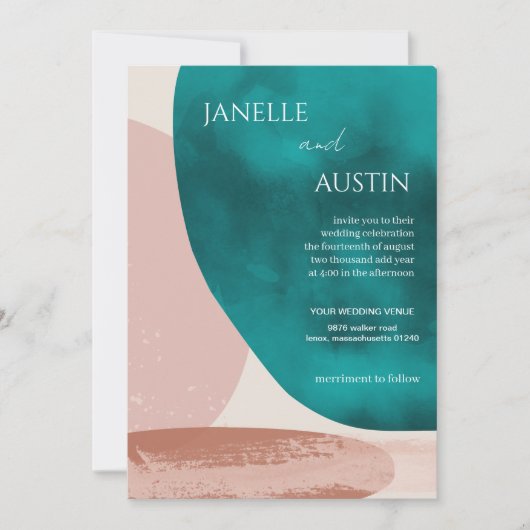 Abstracte Waterverf bruiloft Kaart (Voorkant)