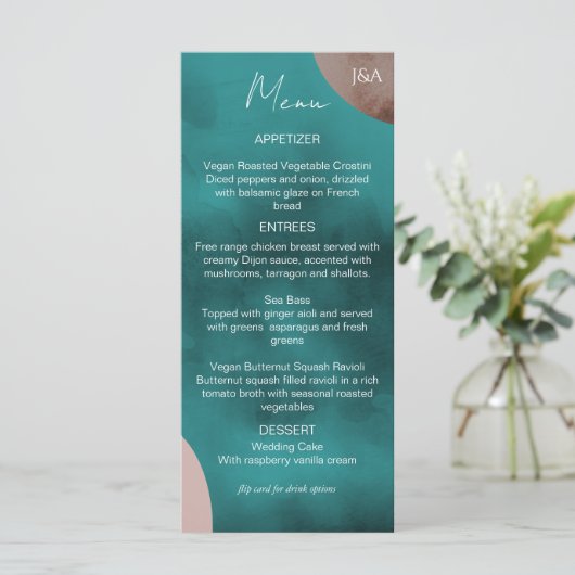 Abstracte Waterverf bruiloft menu (Staand voorkant)