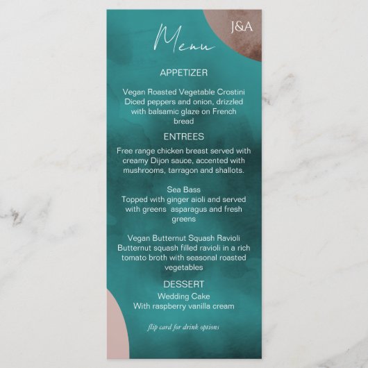 Abstracte Waterverf bruiloft menu (Voorkant)