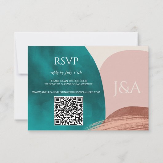 Abstracte Waterverf bruiloft RSVP Kaartje (Voorkant)