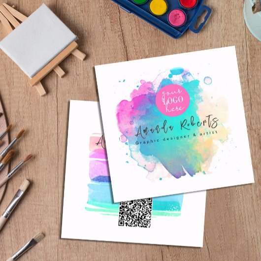 Abstracte waterverf Brush Strockartiest Vierkante Visitekaartje
