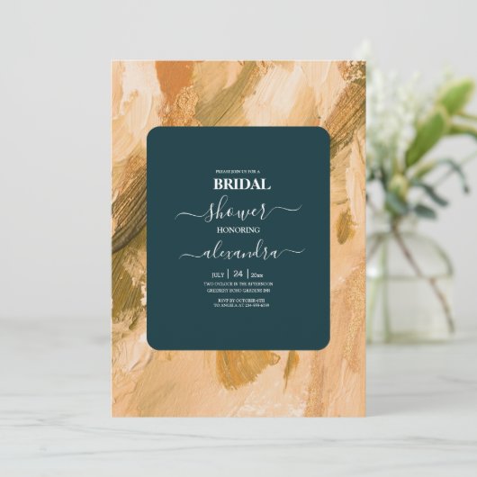 Abstracte Waterverf Brush Stroke Bridal Kaart (Staand voorkant)