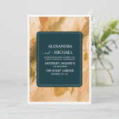 Abstracte Waterverf Brush Stroke Bruiloft Kaart (Staand voorkant)