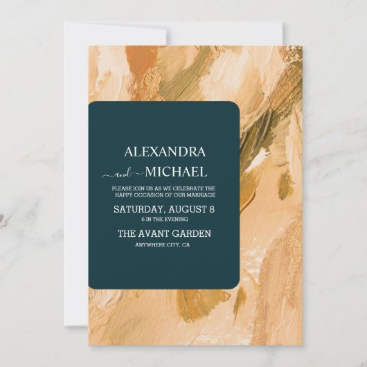 Abstracte Waterverf Brush Stroke Bruiloft Kaart (Voorkant)