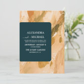 Abstracte Waterverf Brush Stroke Bruiloft Kaart (Staand voorkant)