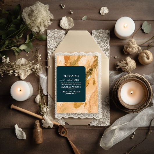 Abstracte Waterverf Brush Stroke Bruiloft Kaart