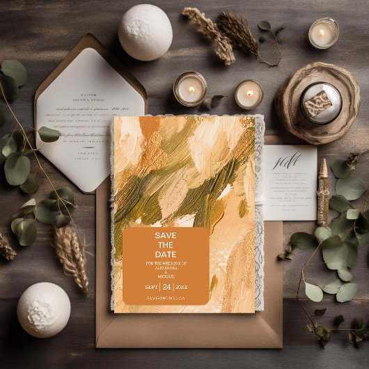 Abstracte Waterverf Brush Stroke Bruiloft Save The Date