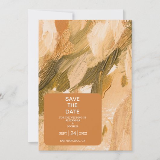 Abstracte Waterverf Brush Stroke Bruiloft Save The Date (Voorkant)