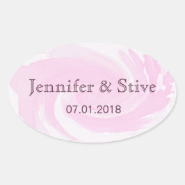 Abstracte Waterverf Brush Strokes Roze Spiraal Ovale Sticker