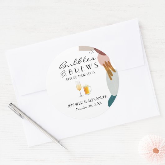 Abstracte Waterverf Bubbles & Breeuwen Ronde Sticker (Envelop)