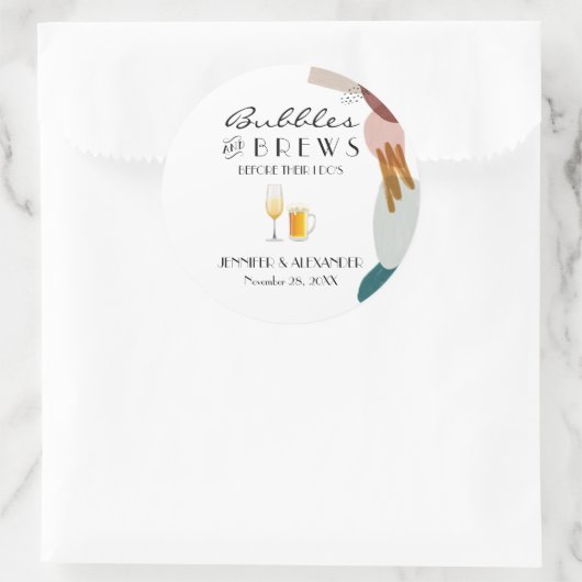 Abstracte Waterverf Bubbles & Breeuwen Ronde Sticker (Tas)