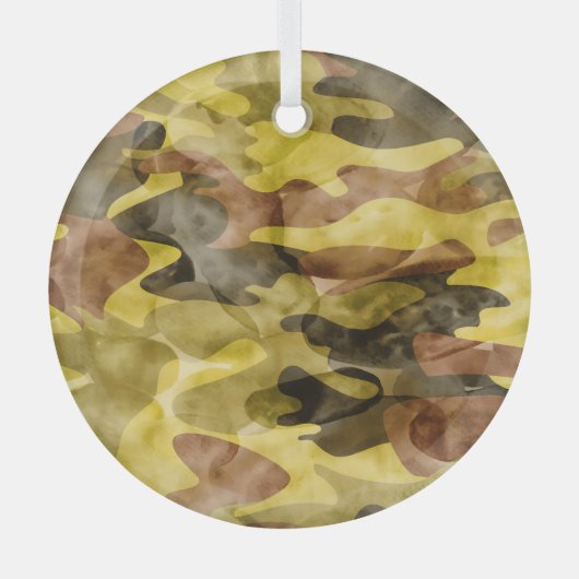 Abstracte Waterverf: Camouflage Tie Dye Glas Ornament (Voorkant)