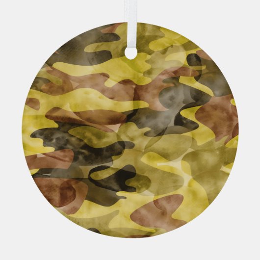 Abstracte Waterverf: Camouflage Tie Dye Glas Ornament (Achterkant)