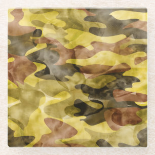 Abstracte Waterverf: Camouflage Tie Dye Glazen Onderzetter