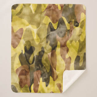Abstracte Waterverf: Camouflage Tie Dye Sherpa Deken