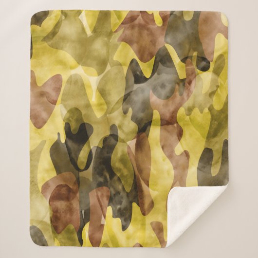 Abstracte Waterverf: Camouflage Tie Dye Sherpa Deken (Voorkant)