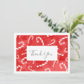 Abstracte Waterverf Candy Cane Pattern Bedankkaart (Staand voorkant)