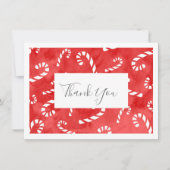 Abstracte Waterverf Candy Cane Pattern Bedankkaart (Voorkant)