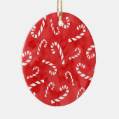 Abstracte Waterverf Candy Cane Pattern Keramisch Ornament (Rechts)