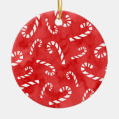 Abstracte Waterverf Candy Cane Pattern Keramisch Ornament (Voorkant)