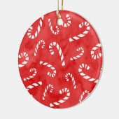 Abstracte Waterverf Candy Cane Pattern Keramisch Ornament (Links)
