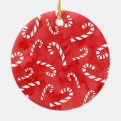 Abstracte Waterverf Candy Cane Pattern Keramisch Ornament (Achterkant)