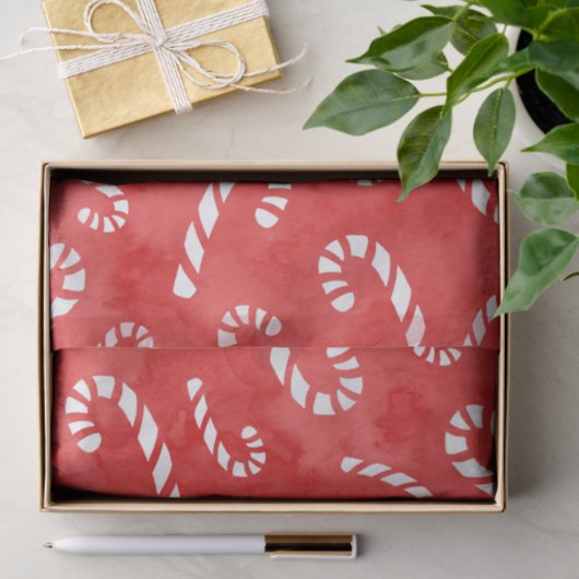 Abstracte Waterverf Candy Cane Pattern Tissuepapier (Geschenk)