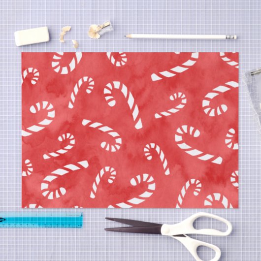 Abstracte Waterverf Candy Cane Pattern Tissuepapier (Craft)