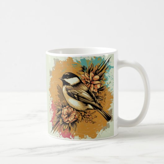 Abstracte Waterverf Chickadee - Amber Koffiemok (Rechts)