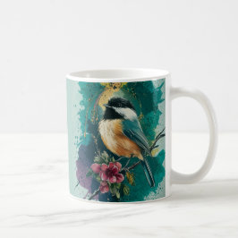 Abstracte Waterverf Chickadee - Blauwgroen Mok