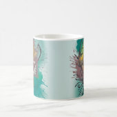 Abstracte Waterverf Chickadee - Blauwgroen Mok (Center)