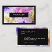 Abstracte waterverf chique roze paarse gouden arti visitekaartje (Voorkant / Achterkant)