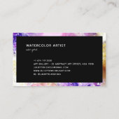 Abstracte waterverf chique roze paarse gouden arti visitekaartje (Achterkant)