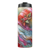 Abstracte Waterverf Christmas Gnome Art Thermosbeker (Voorkant)