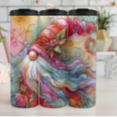 Abstracte Waterverf Christmas Gnome Art Thermosbeker