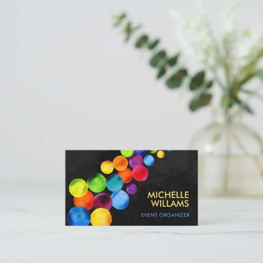 Abstracte Waterverf Circles Visitekaartje (Staand voorkant)