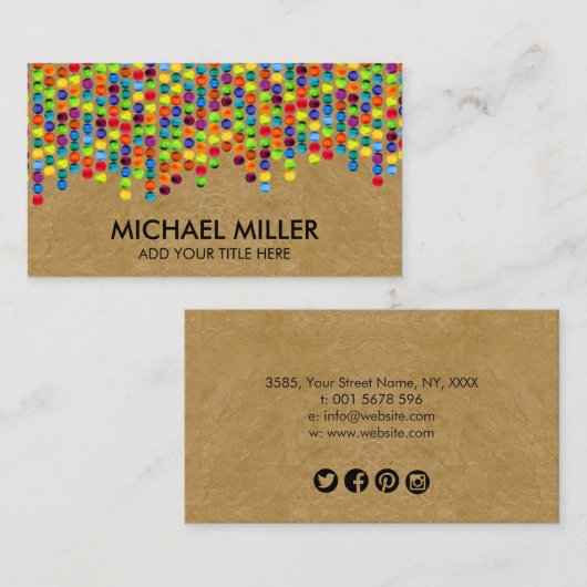 Abstracte Waterverf Cirkellijnen Visitekaartje (Voorkant / Achterkant)