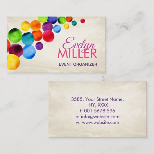 Abstracte Waterverf cirkels Visitekaartje (Voorkant / Achterkant)