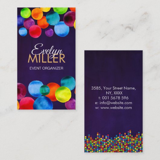 Abstracte Waterverf cirkels Visitekaartje (Voorkant / Achterkant)