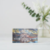 Abstracte Waterverf Classy Retro Flourish Monogram Visitekaartje (Staand voorkant)