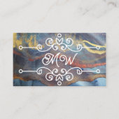 Abstracte Waterverf Classy Retro Flourish Monogram Visitekaartje (Voorkant)