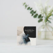 Abstracte Waterverf crème en zwart Visitekaartje (Staand voorkant)