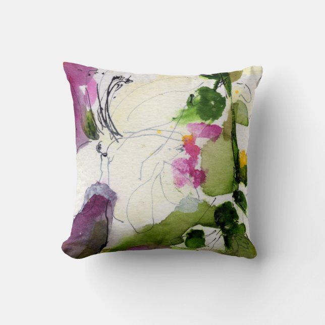 Abstracte Waterverf Design Mix en Match Sides Kussen (Voorkant)