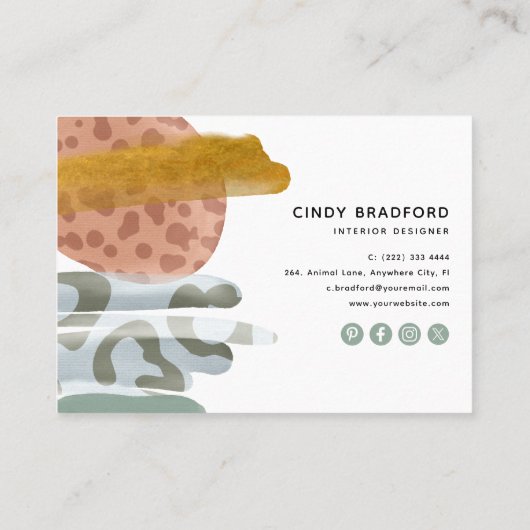 Abstracte Waterverf - Dierafdrukken Visitekaartje (Achterkant)